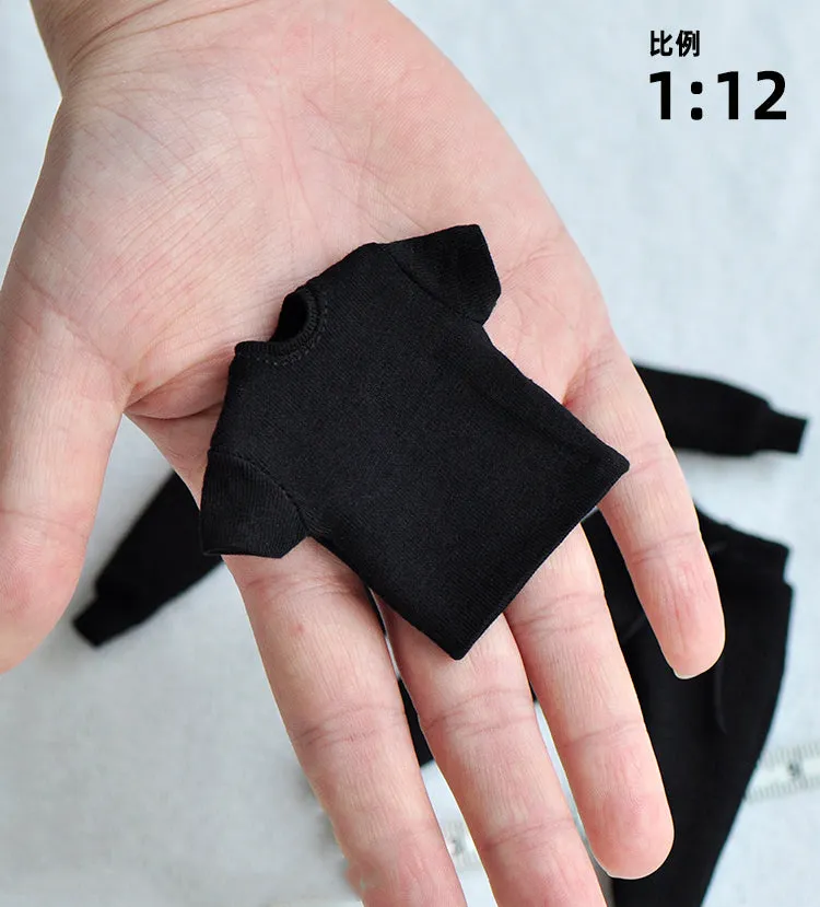 1/12 Fashion 3pc Sweatpants Suit (Black) - Clothes Suitable for 6'' Inch Action Figures
