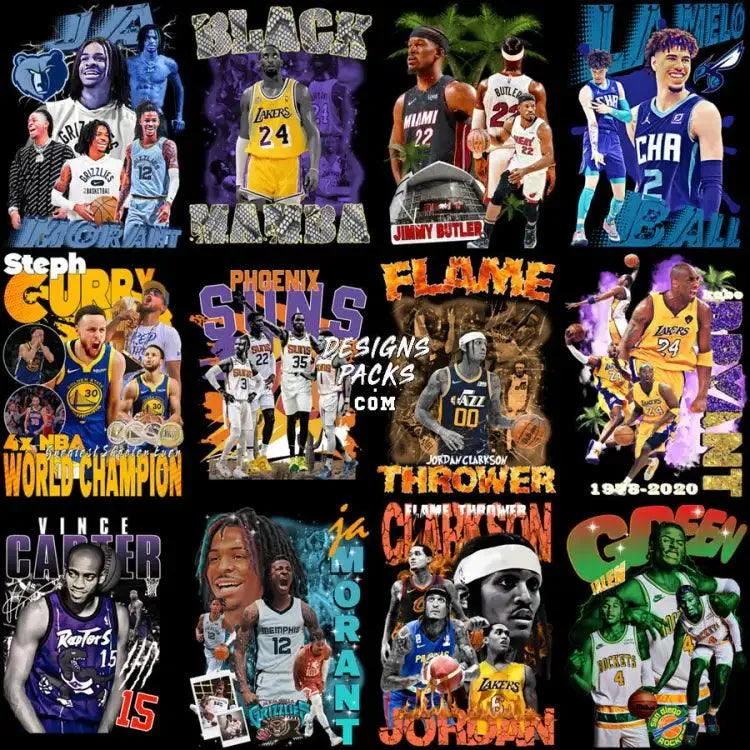 36 Basketball Bootleg Players Designs Bundle PNG