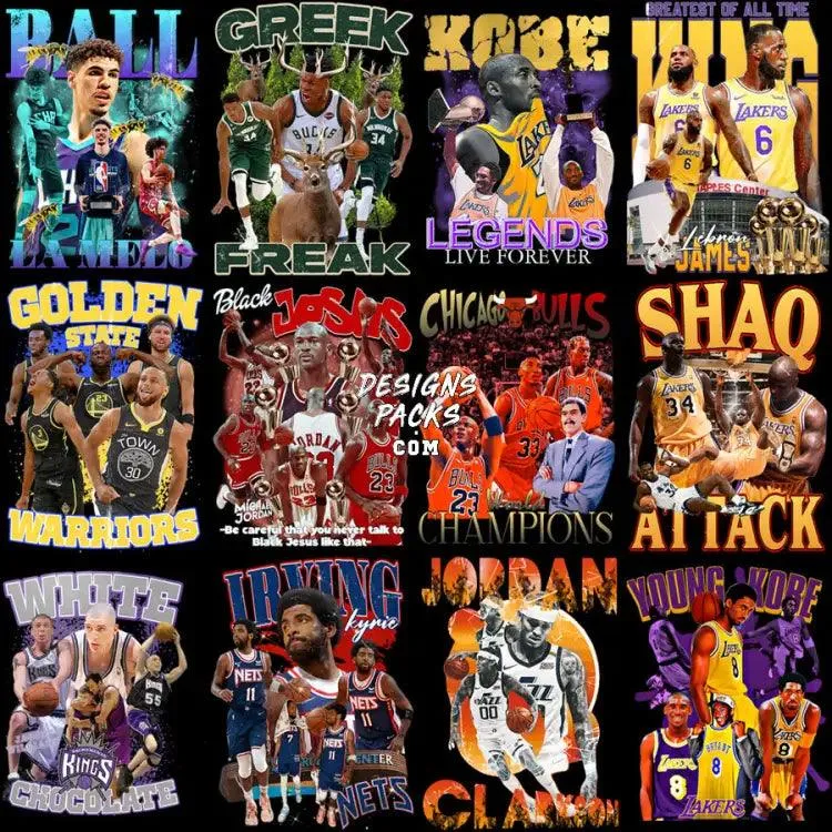 36 Basketball Bootleg Players Designs Bundle PNG