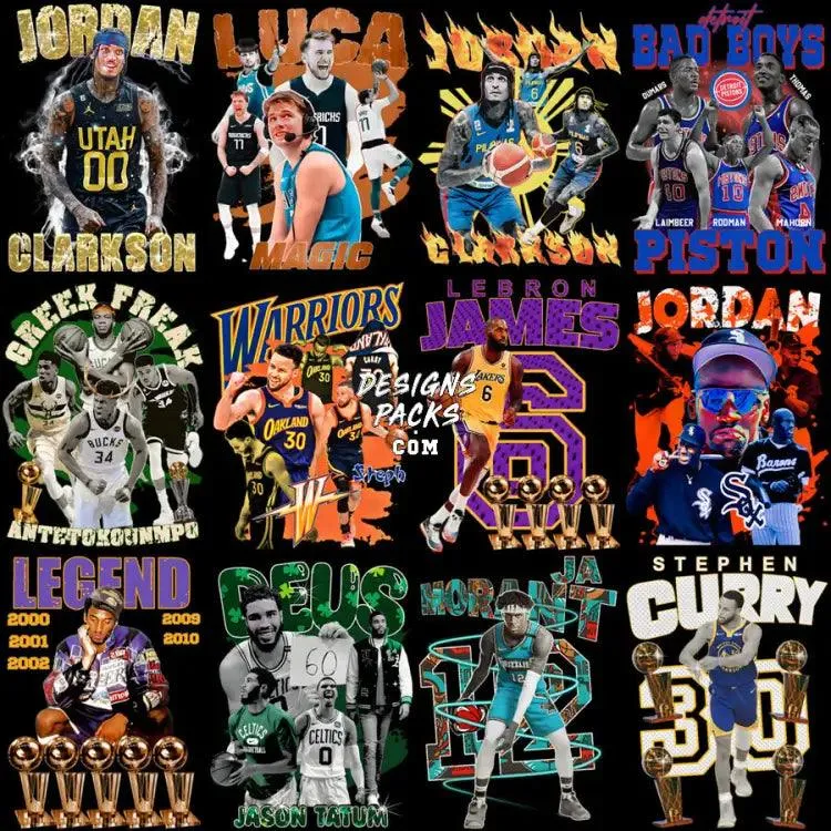 36 Basketball Bootleg Players Designs Bundle PNG