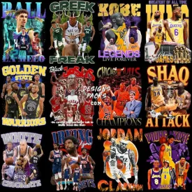 36 Basketball Bootleg Players Designs Bundle PNG