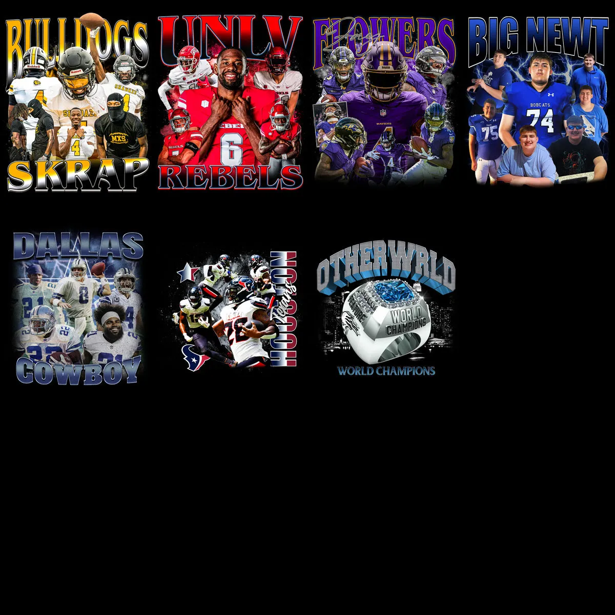 40 Football Vintage Bootleg Players Designs Bundle PNG