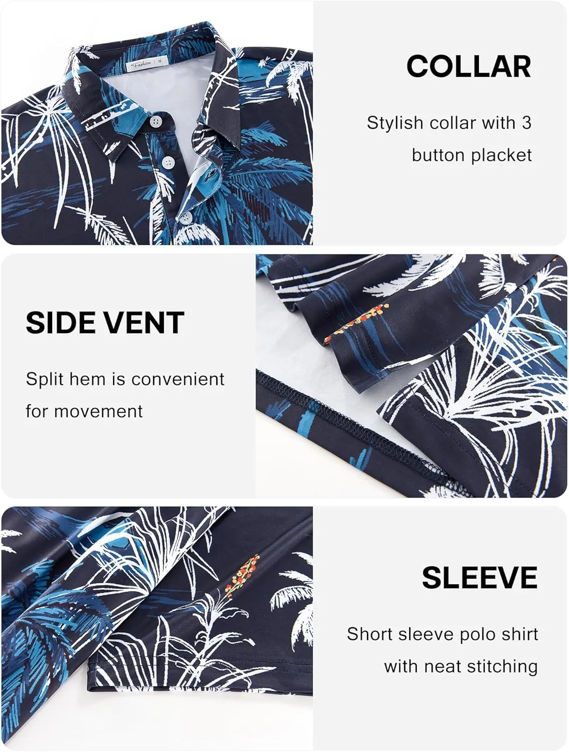 APTRO Men's Polo Shirts Short Sleeve Moisture Wicking Fashion Print Hawaiian Golf Shirts for Men