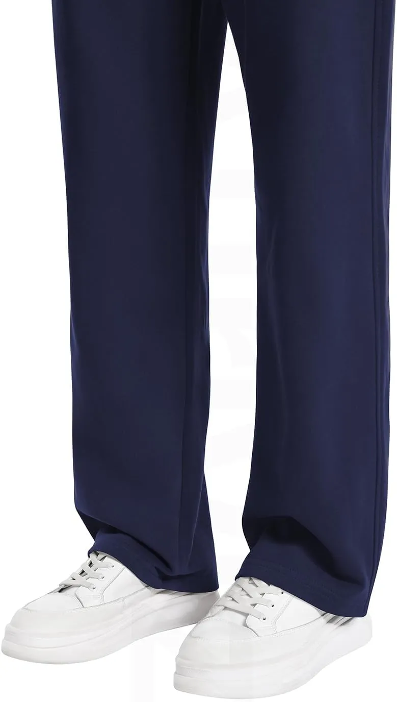 Auriviz Widen Waistband Sweat Pants for Women Exposed Pockets Lounge Sweatpants Straight Leg Pants 29 Inseam