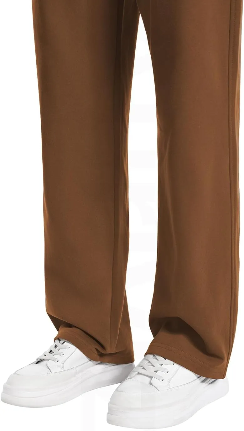 Auriviz Widen Waistband Sweat Pants for Women Exposed Pockets Lounge Sweatpants Straight Leg Pants 29 Inseam