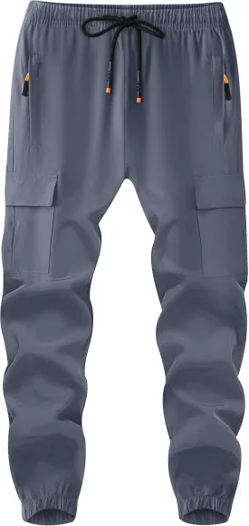 Boys Cargo Joggers Youth Quick Dry Athletic Pants Lightweight Hiking Jogger Pants with Zipper Pockets