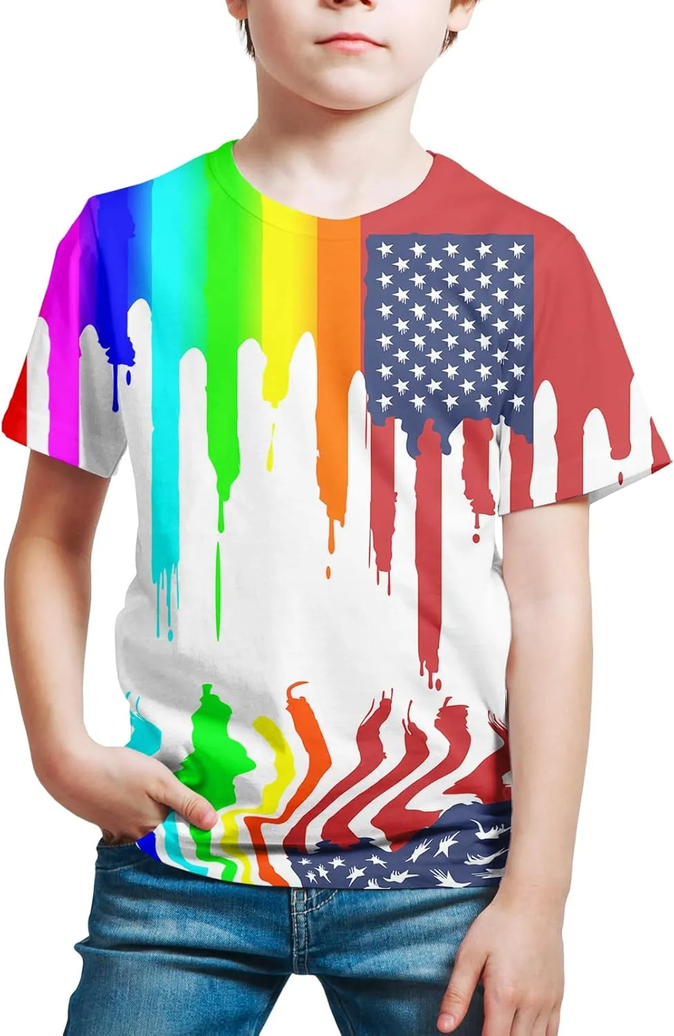 Boys Girls Kids Tee Shirt 3D Print Graphic Short Sleeve Shirt for Kids 6-16 Years