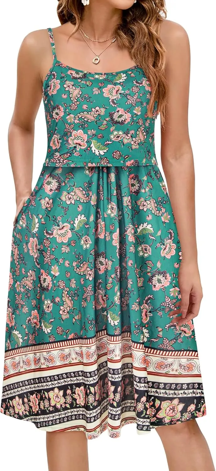 connche Floral Maternity Summer Dress Spaghetti Strap Nursing Breastfeeding