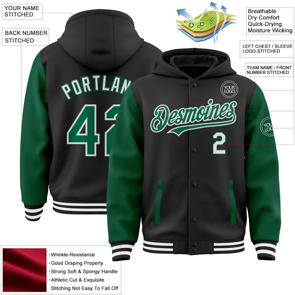 Custom Baseball Jackets Men Women Youth Personalized Varsity Letterman Jacket with Hood Stitched Name Number