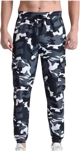 Finelylove Mens Cargo Sweatpants Lightweight Camo Jogger Pants Elastic Waist Drawstring Workout Trousers with Pockets