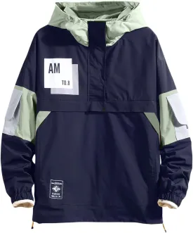 GURUNVANI Casual Hoodie Long Sleeve Hooded Jacket Color Block Pullover