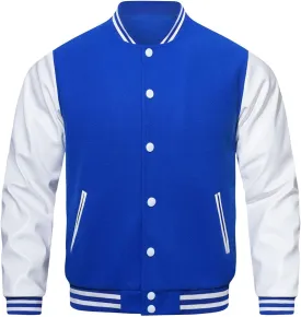 HOOD CREW Mens Varsity Jackets Faux Leather Sleeve Letterman Boys College Baseball Jacket