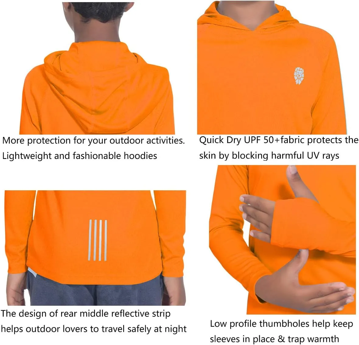 Hoodies for Boys Outdoor Recreation Shirts - Youth Athletic Tops Sun Protection UPF 50 