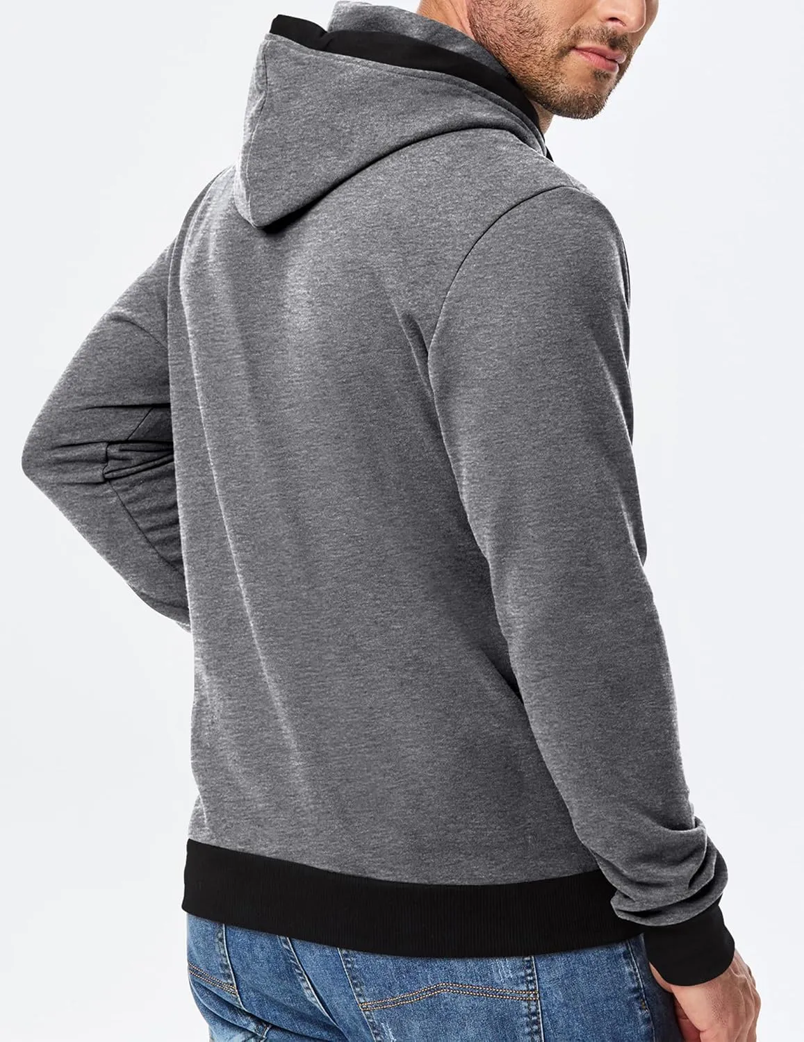 JMIERR Men's Cotton Casual Hoodies Sweatshirts Fashion Long Sleeve Drawstring Fleece Pullover Hoodie with Pockets