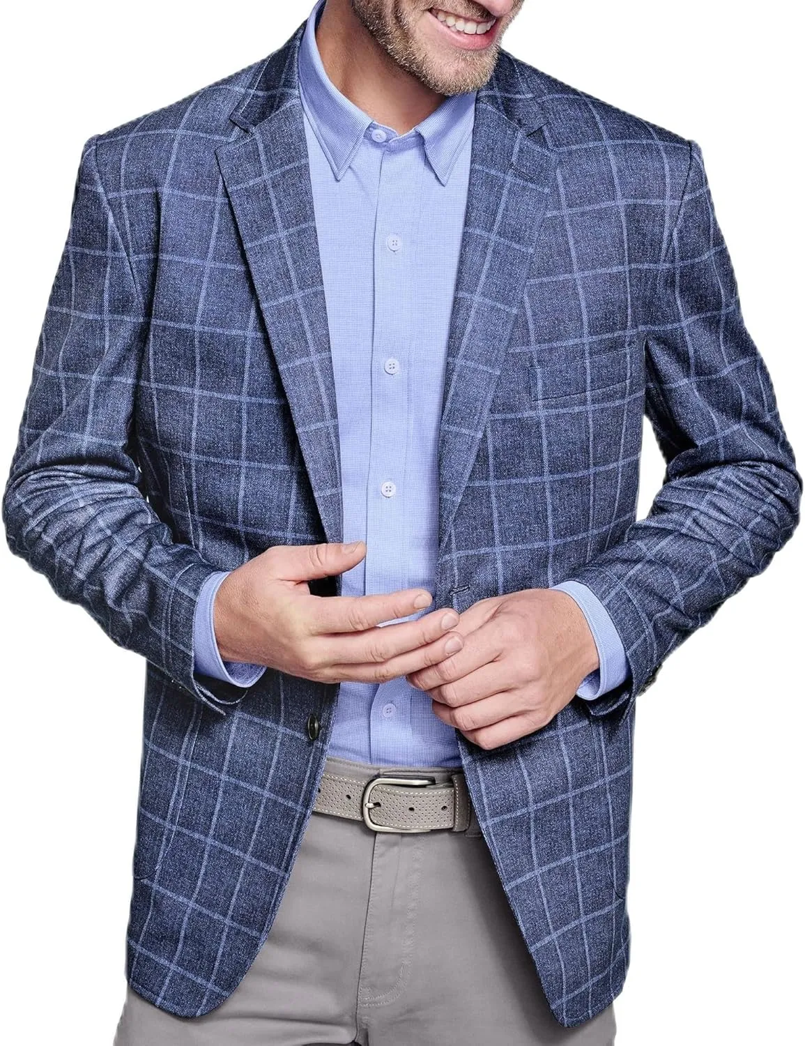 Johnston & Murphy XC Flex Unlined Plaid Knit Blazer for Men, Mens Sports Jacket, Casual Blazer for Men