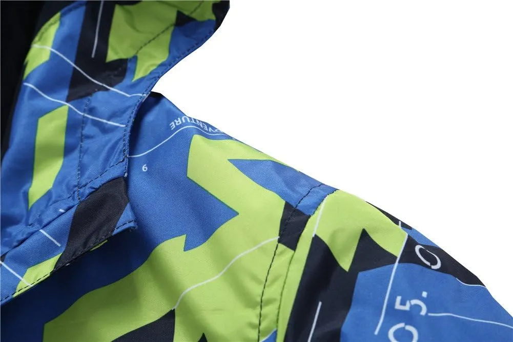 M2C Boys Outdoor Color Block Fleece Lining Windproof Jackets with Hood