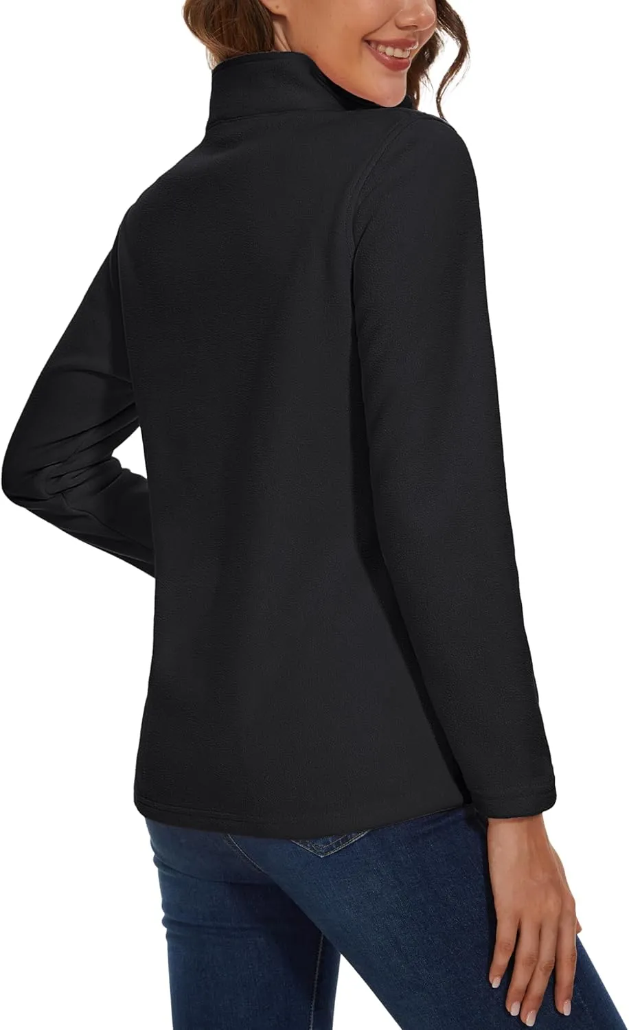 MAGCOMSEN Women's Quarter Zip Pullover Polar Fleece Sweatshirts Lightweight Stand-Collar Jacket Warm Tops