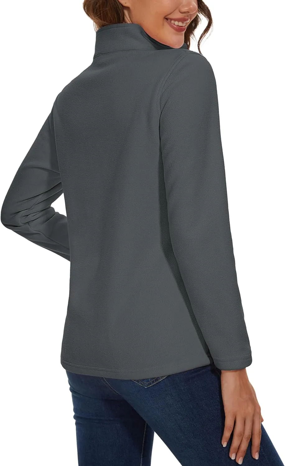 MAGCOMSEN Women's Quarter Zip Pullover Polar Fleece Sweatshirts Lightweight Stand-Collar Jacket Warm Tops