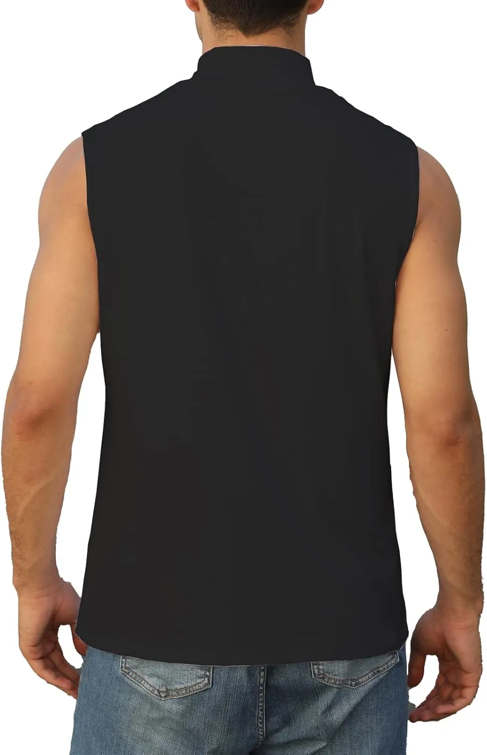 Mens Mock Turtleneck Tee Shirts Sleeveless Casual Basic Slim Fit Knitted Pullover Tank Tops