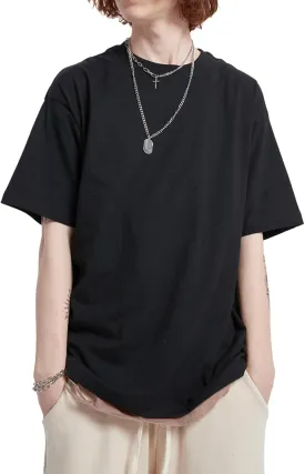 Mens Oversized T-Shirts Fashion Loose Fit Crewneck Tshirt Streetwear Heavyweight Short Sleeve Tee Shirt Gym Workout Tops