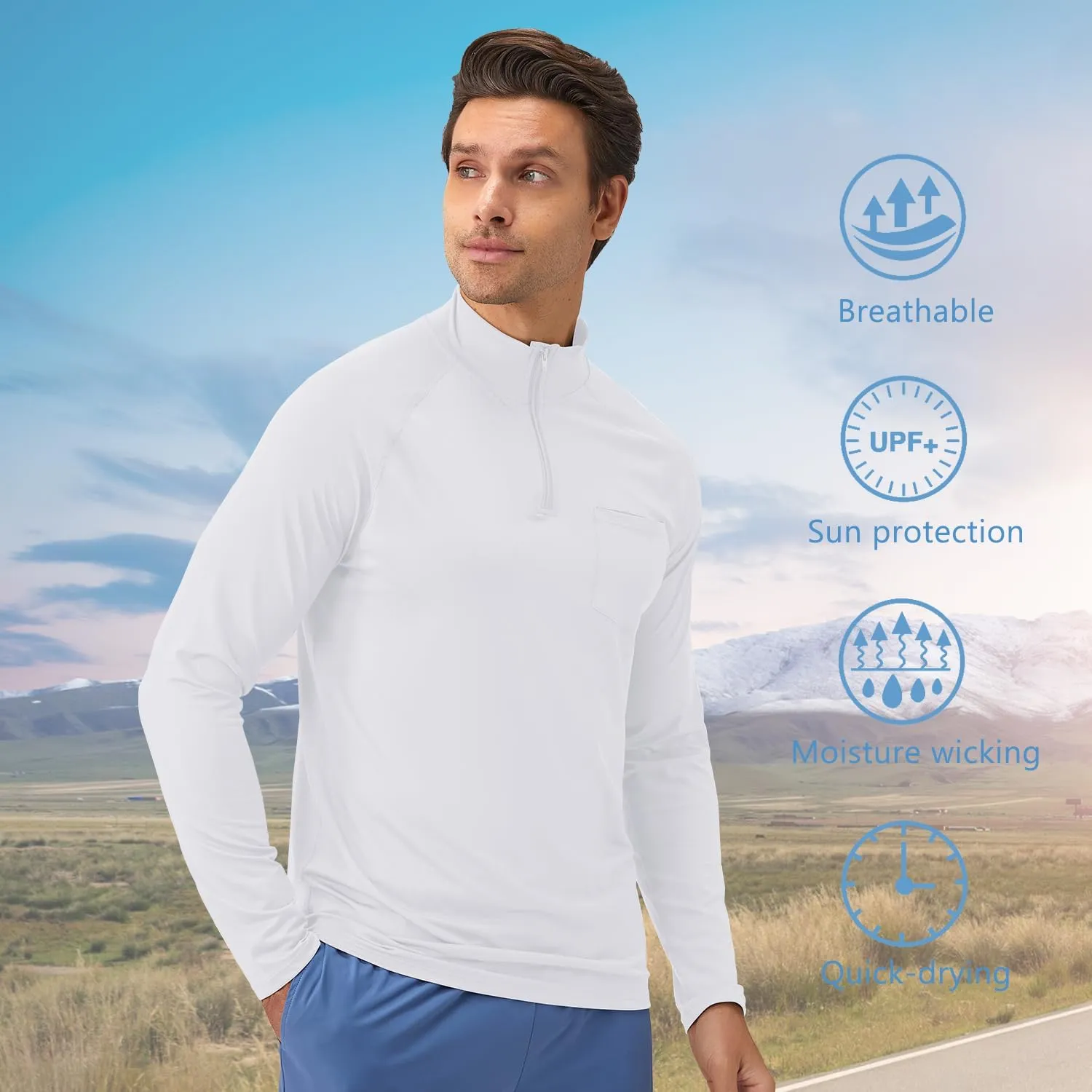 Men's Quarter Zip Pullover Long Sleeve Golf Shirts 1/4 Half Zip Sweatshirts for Golf Polo Fishing Athletic