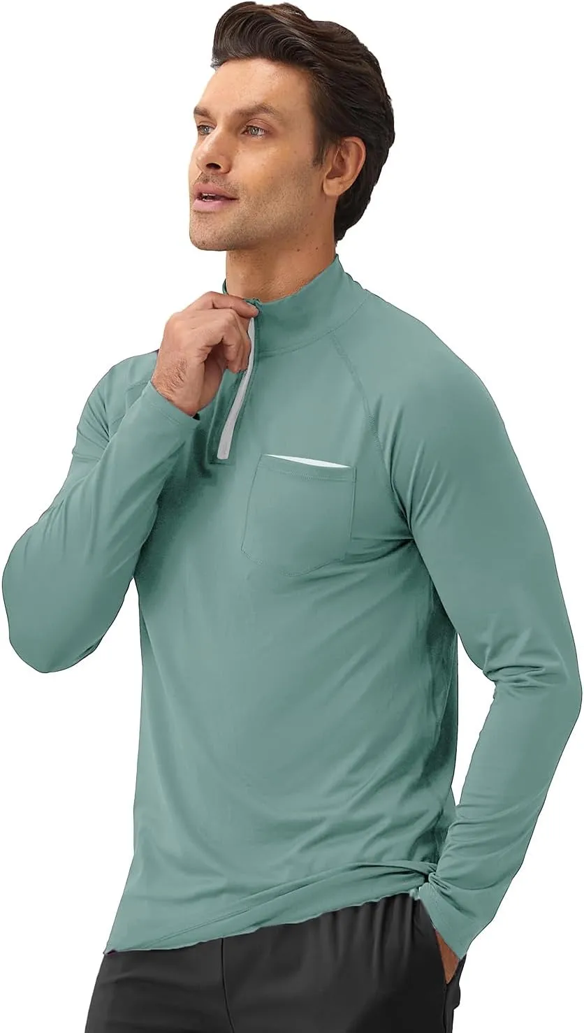 Men's Quarter Zip Pullover Long Sleeve Golf Shirts 1/4 Half Zip Sweatshirts for Golf Polo Fishing Athletic