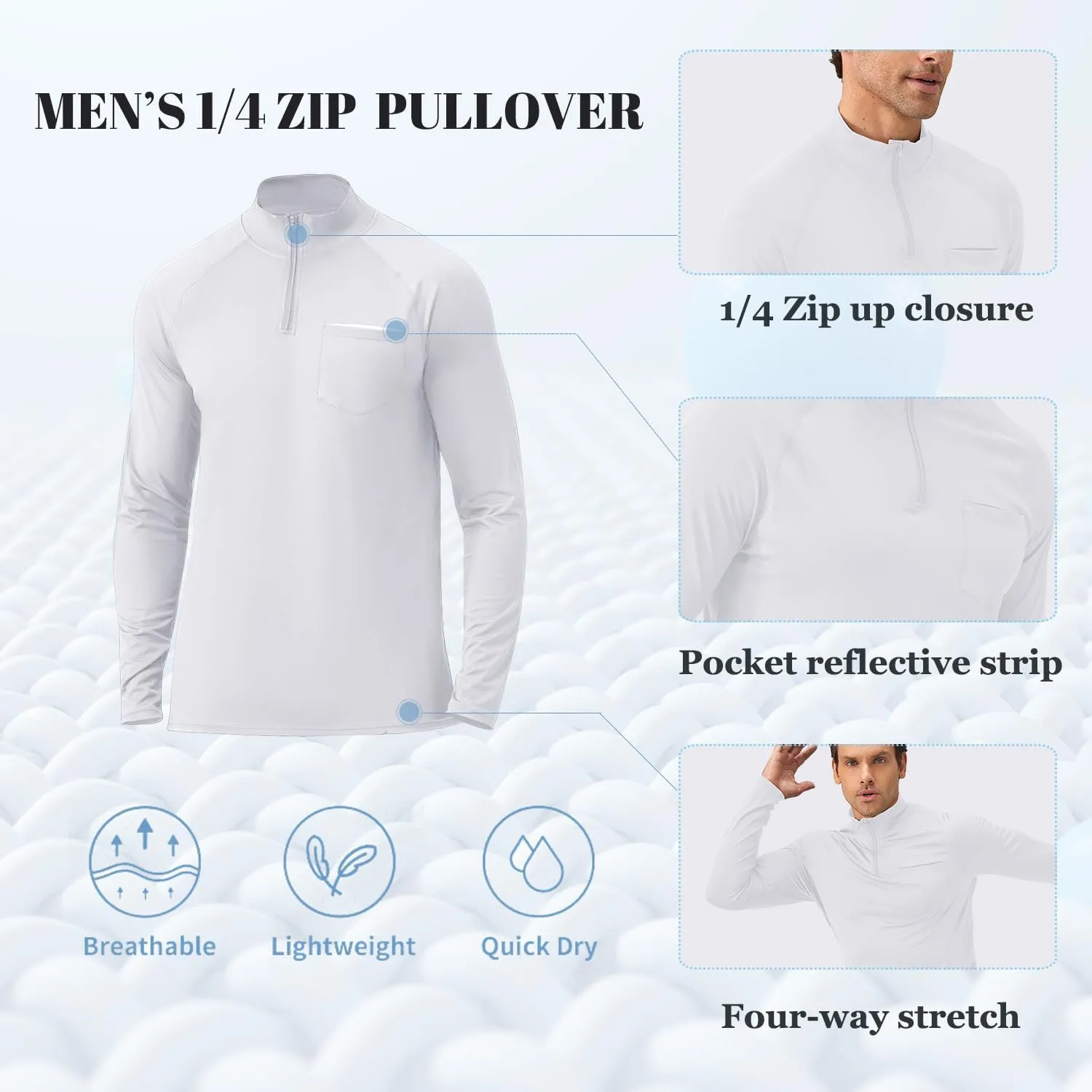 Men's Quarter Zip Pullover Long Sleeve Golf Shirts 1/4 Half Zip Sweatshirts for Golf Polo Fishing Athletic