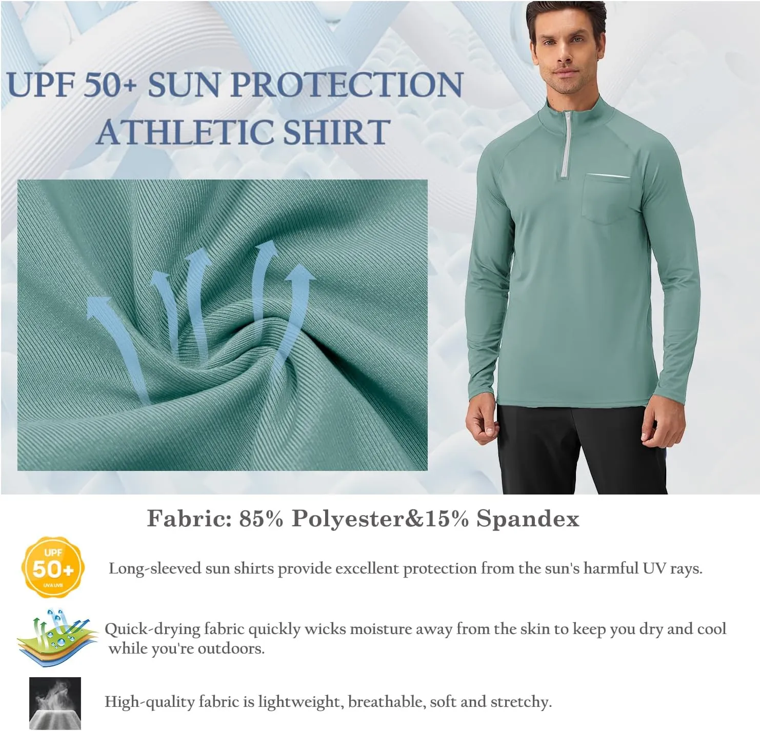 Men's Quarter Zip Pullover Long Sleeve Golf Shirts 1/4 Half Zip Sweatshirts for Golf Polo Fishing Athletic