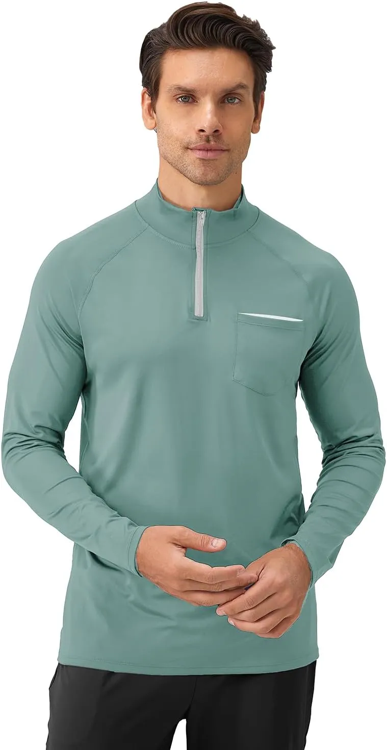 Men's Quarter Zip Pullover Long Sleeve Golf Shirts 1/4 Half Zip Sweatshirts for Golf Polo Fishing Athletic
