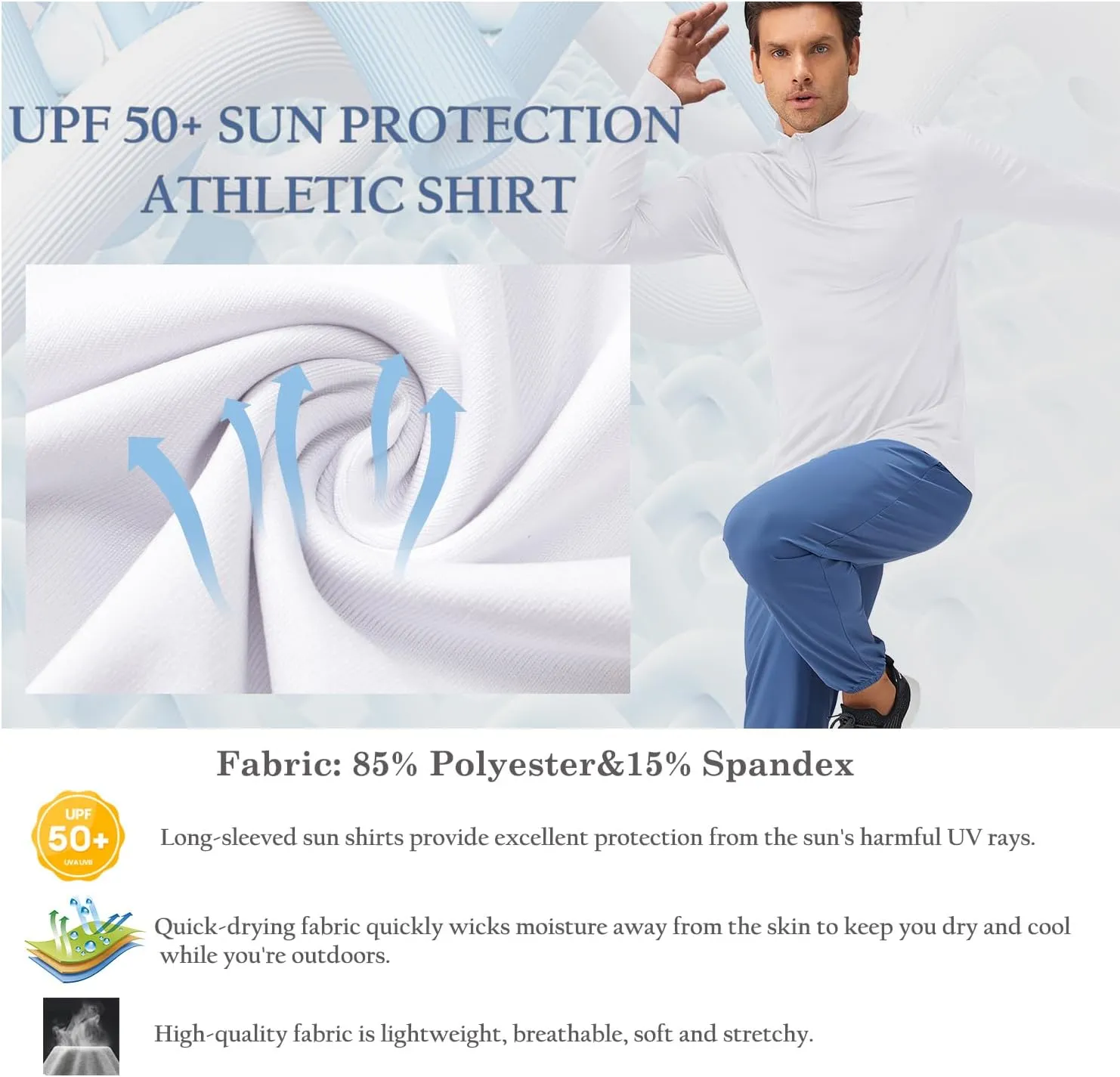 Men's Quarter Zip Pullover Long Sleeve Golf Shirts 1/4 Half Zip Sweatshirts for Golf Polo Fishing Athletic