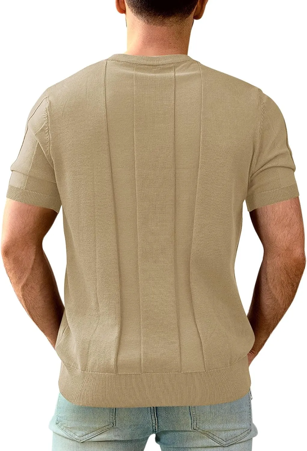 Mens T-Shirts Knit Short Sleeve: Casual Stylish Textured Crewneck Solid Color Sweater Pullover Tees Shirts