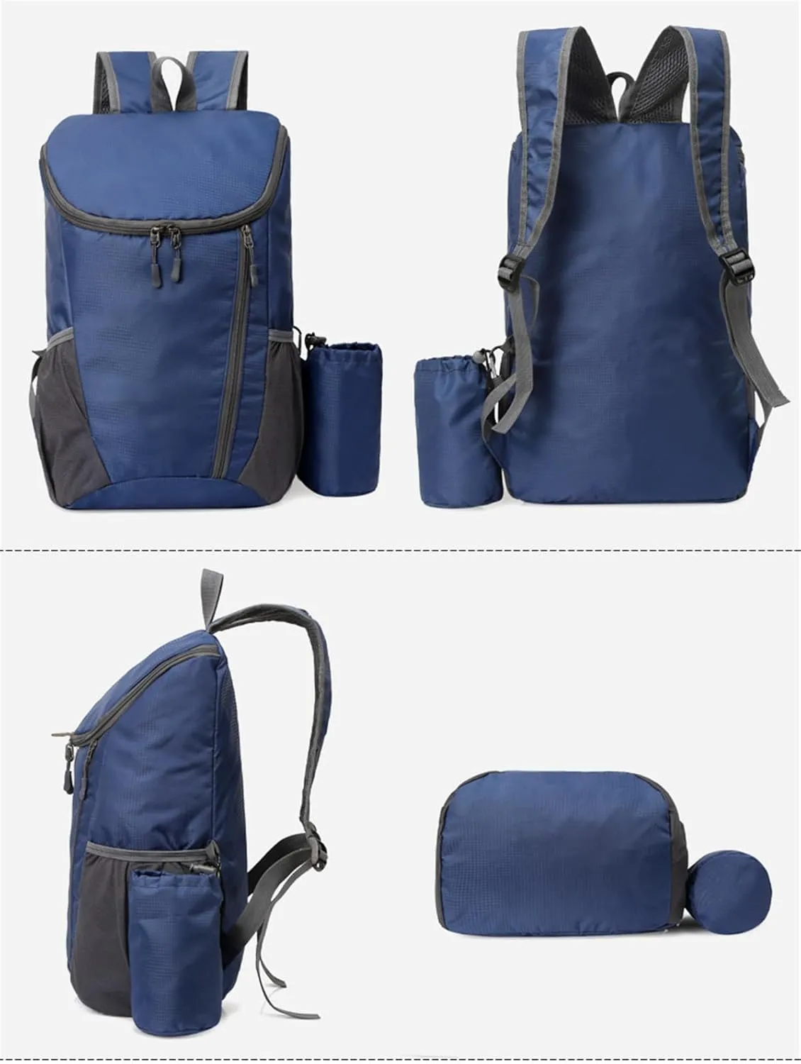 Portable Foldable Backpack Folding Mountaineering Bag, Ultralight Outdoor Cycling Rucksack, Travel Hiking Knapsack (Dark Blue)