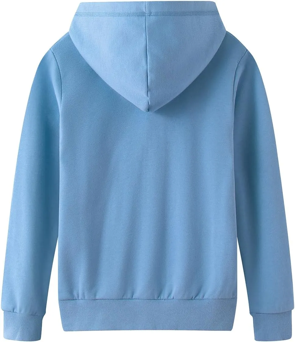 Spring&Gege Youth Solid Classic Hoodies Soft Hooded Full Zip Sweatshirts for Children (3-14 Years)