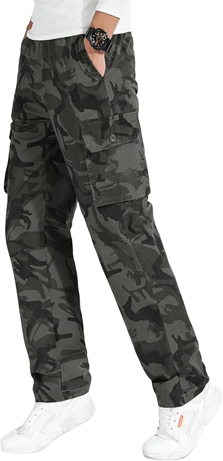Sweatpant for Men Full Elastic Waist Pull-On Cargo Pants Lightweight Casual Trousers Workwear