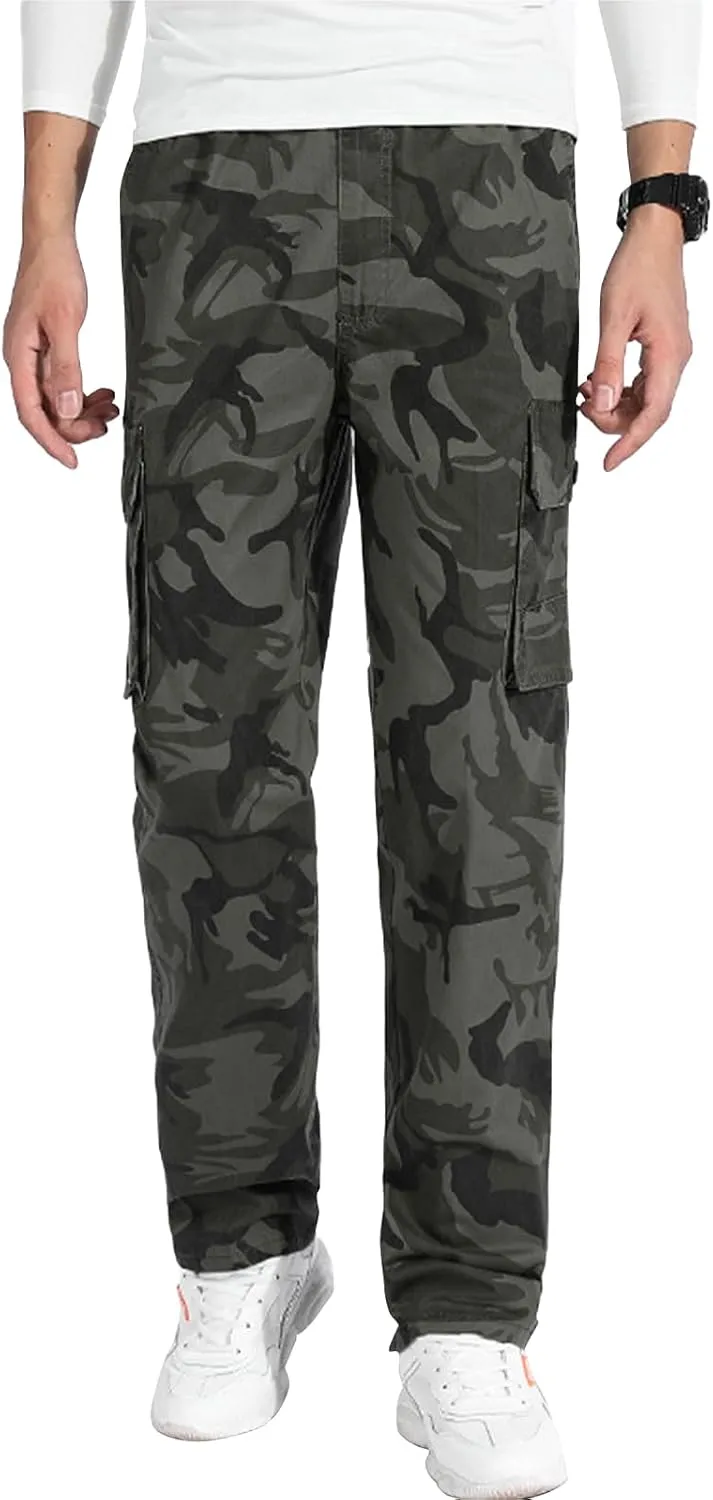 Sweatpant for Men Full Elastic Waist Pull-On Cargo Pants Lightweight Casual Trousers Workwear