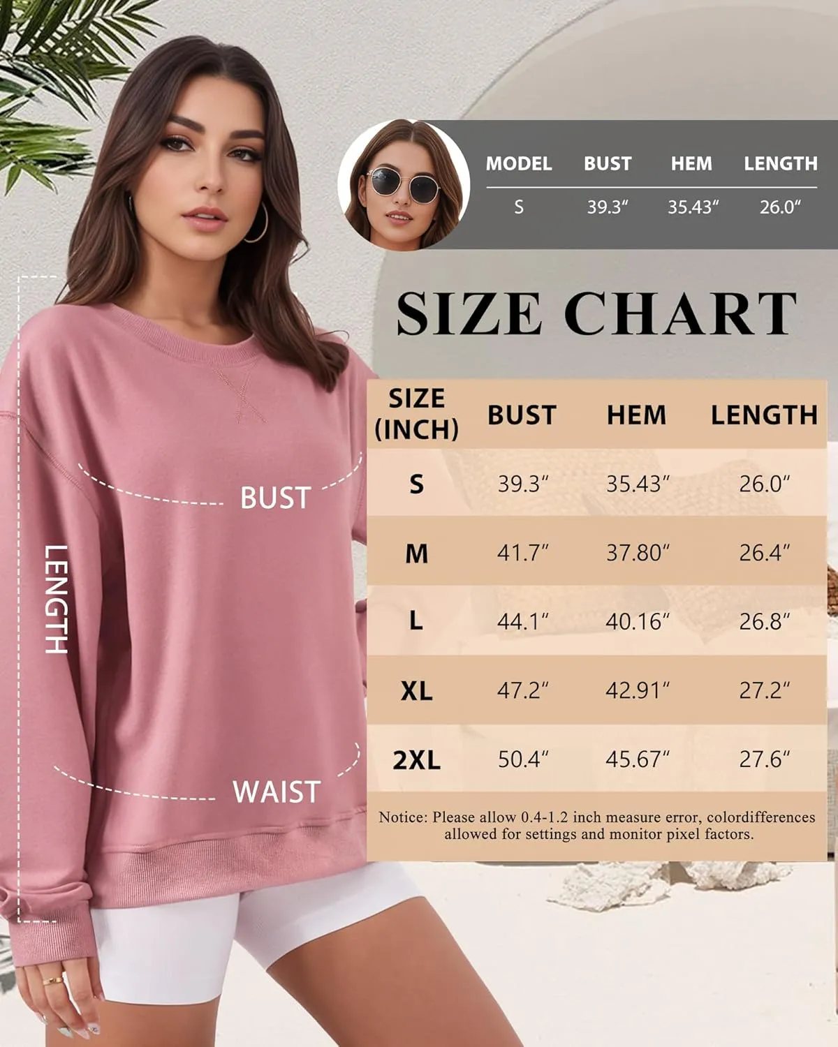 Sweatshirt for Women, Casual Crewneck Sweatshirts Women Loose Fit Long Sleeve Pullover Tops Cute Soft Shirt