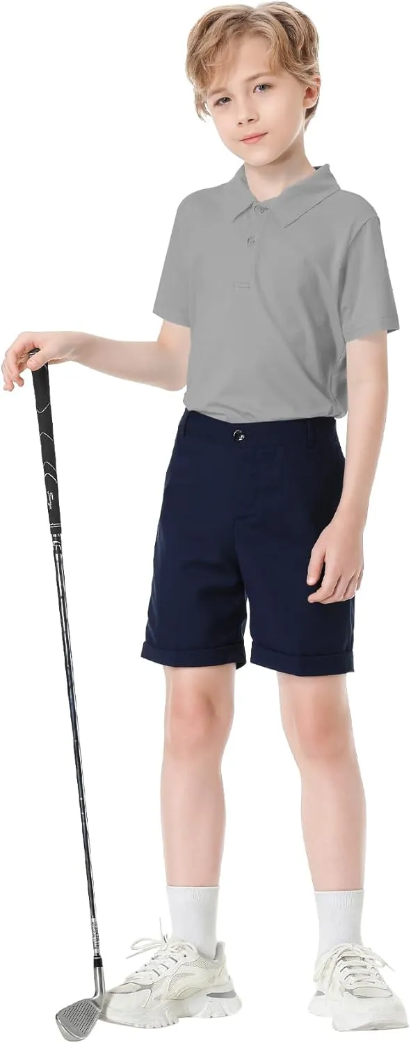 Toddler to Youth Boys' Performance Polo Kids Collared Golf Shirt School Uniform