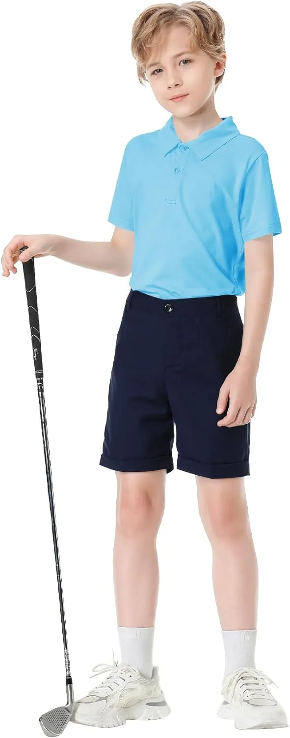 Toddler to Youth Boys' Performance Polo Kids Collared Golf Shirt School Uniform