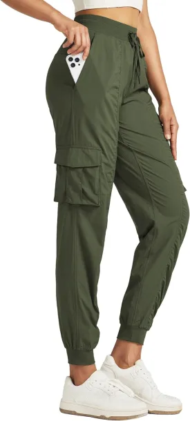 Willit Women's Studio Jogger Cargo Workout Hiking Track Pants Lightweight Athletic Dance Tapered Pants Quick Dry