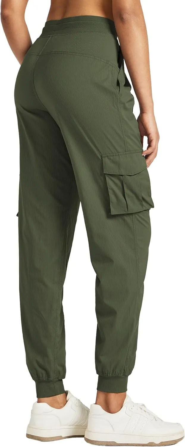 Willit Women's Studio Jogger Cargo Workout Hiking Track Pants Lightweight Athletic Dance Tapered Pants Quick Dry