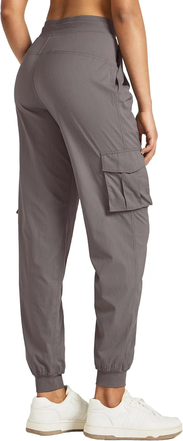 Willit Women's Studio Jogger Cargo Workout Hiking Track Pants Lightweight Athletic Dance Tapered Pants Quick Dry
