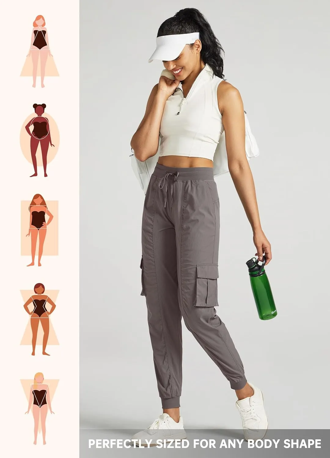 Willit Women's Studio Jogger Cargo Workout Hiking Track Pants Lightweight Athletic Dance Tapered Pants Quick Dry