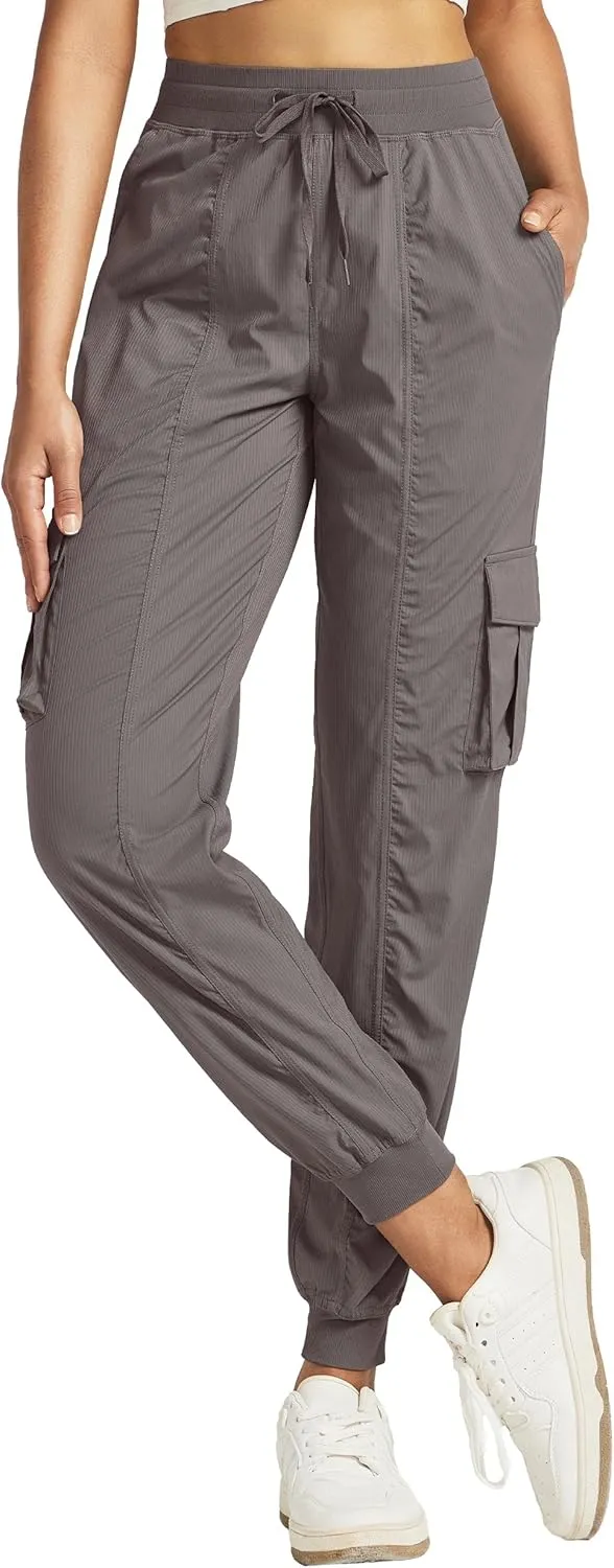 Willit Women's Studio Jogger Cargo Workout Hiking Track Pants Lightweight Athletic Dance Tapered Pants Quick Dry