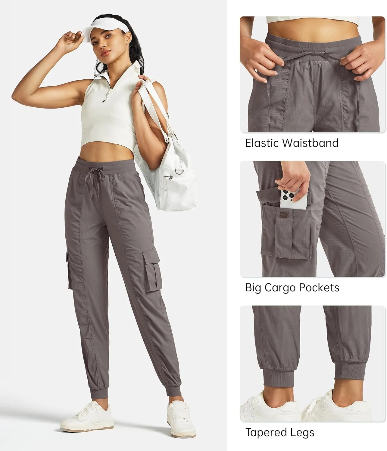 Willit Women's Studio Jogger Cargo Workout Hiking Track Pants Lightweight Athletic Dance Tapered Pants Quick Dry