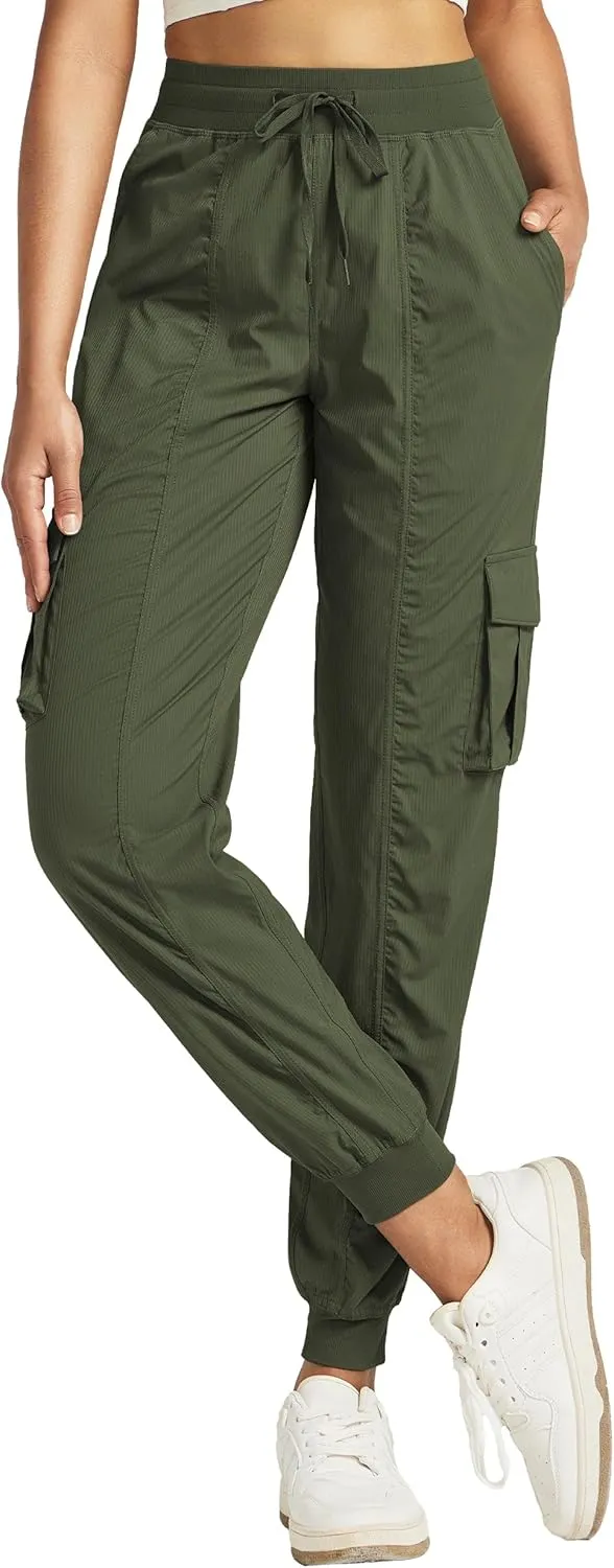 Willit Women's Studio Jogger Cargo Workout Hiking Track Pants Lightweight Athletic Dance Tapered Pants Quick Dry
