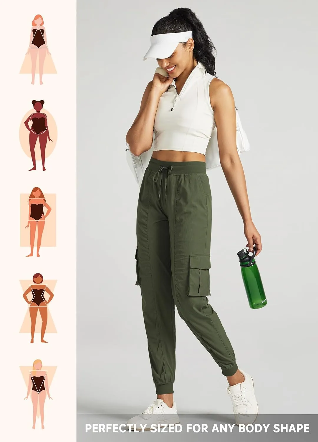 Willit Women's Studio Jogger Cargo Workout Hiking Track Pants Lightweight Athletic Dance Tapered Pants Quick Dry