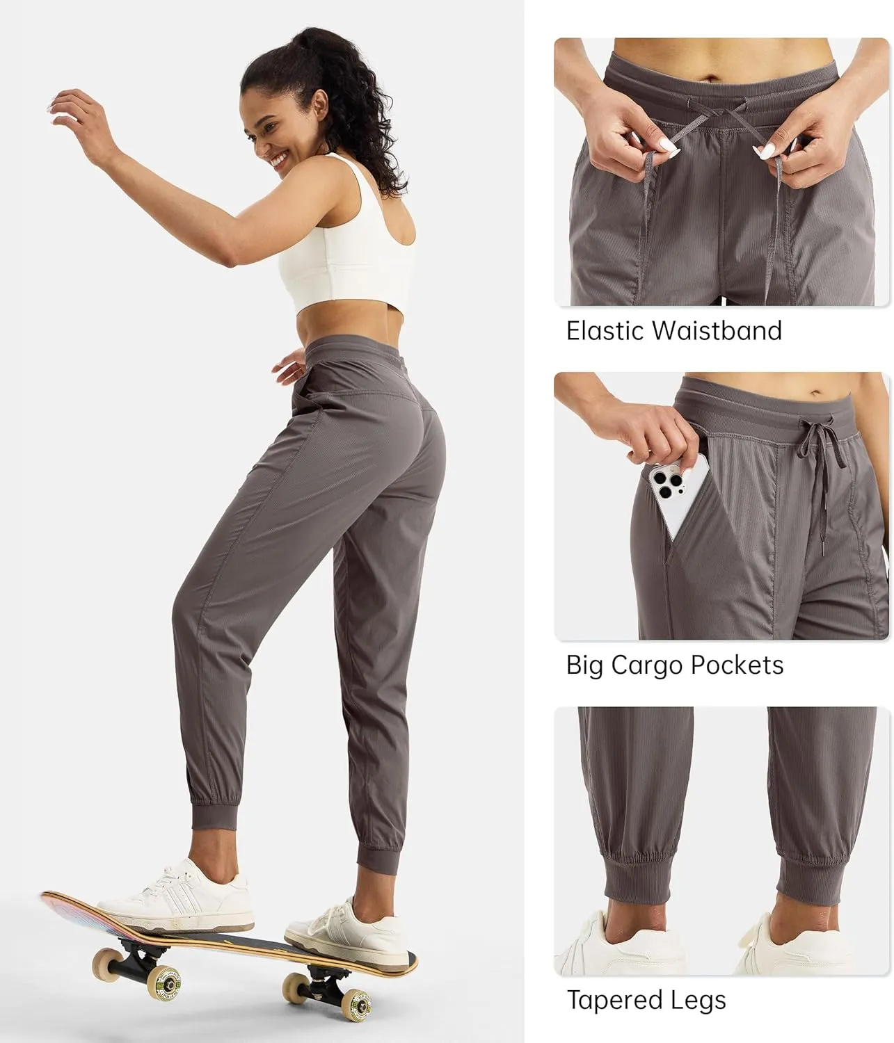 Willit Women's Workout Jogger Studio Track Athletic Pants Hiking Casual Pants with Pockets Lightweight