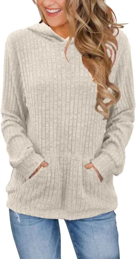 Womens Long Sleeve Shirts Kangaroo Pocket Fashion Hoodies Fall Pullover Sweatshirts