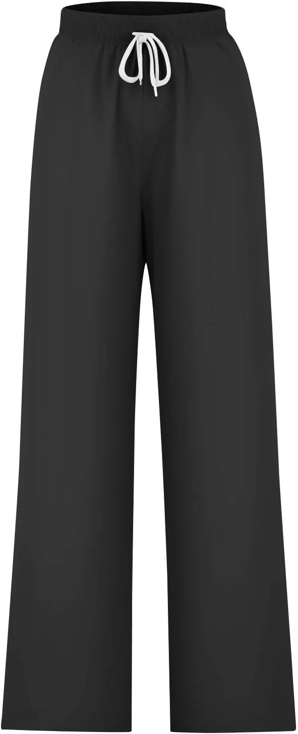Womens Wide Leg Sweatpants Fall Plus Size Comfy Baggy Sweatpants Drawstring Loose Fit Lounge Pants Fall Fashion Outfits
