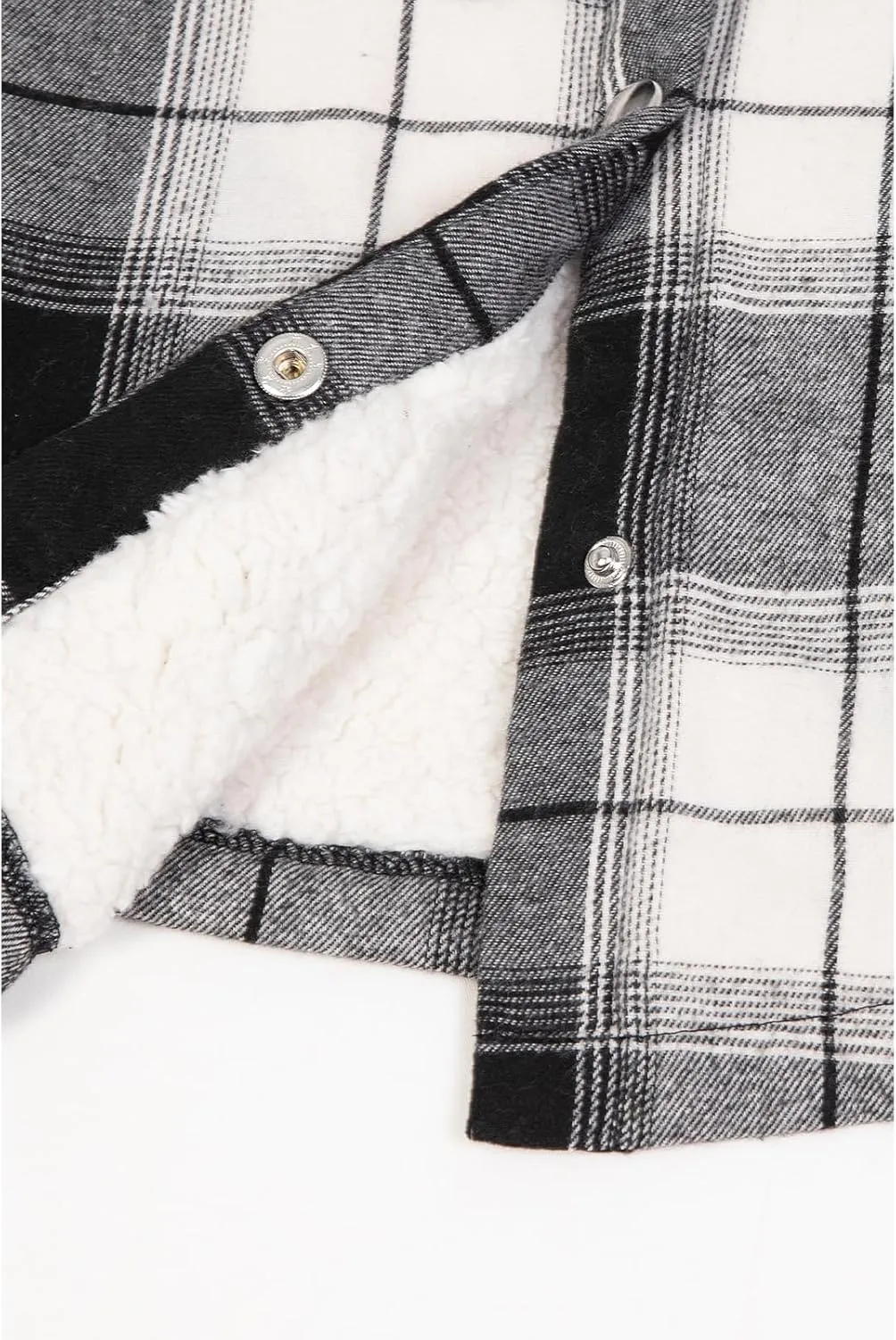 ZENTHACE Women's Flannel Shirt Jacket, Sherpa-Lined Plaid Shacket Jackets, Snap Button Down Outdoor Shirt